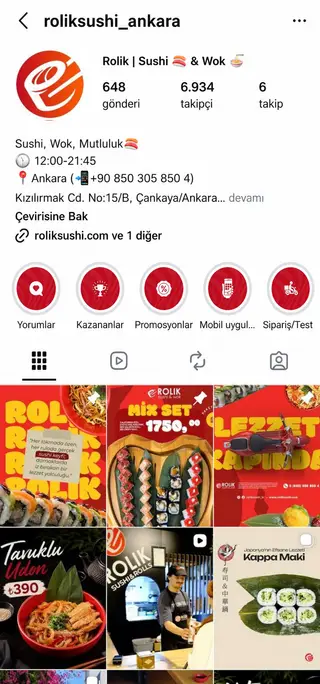 Rolik Sushi & Wok, Instagram, sonra